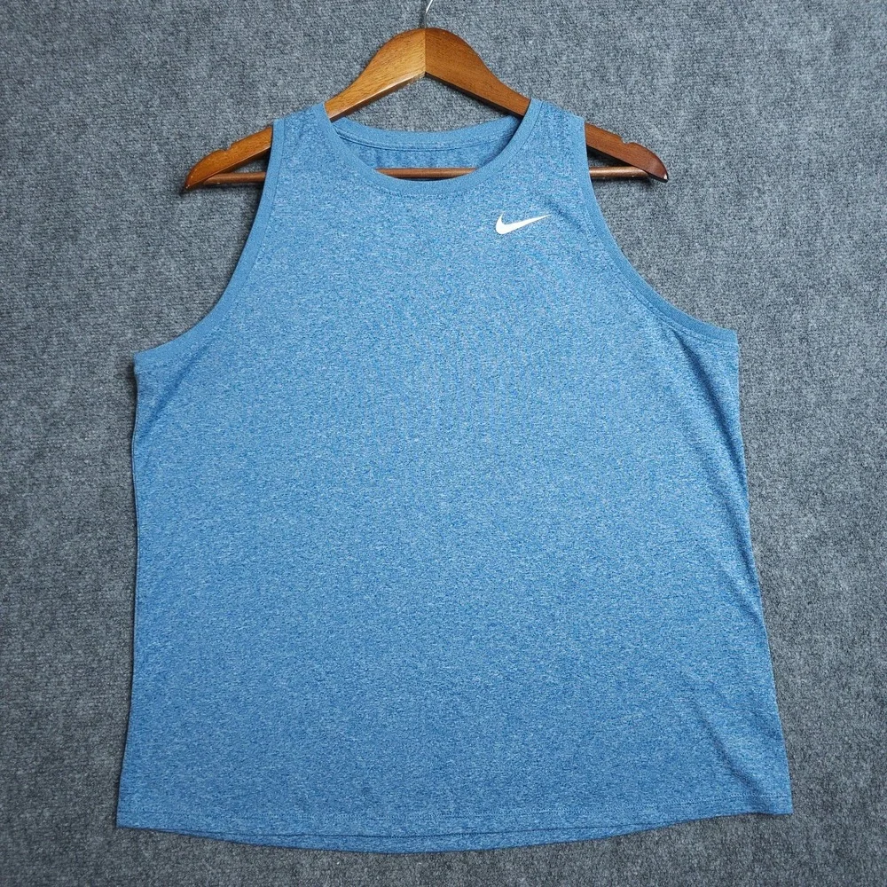 Nike Dri Fit Tank Tee Womens XL Blue Sleeveless Scoop Neck Running Training Gym